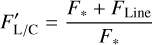 ${{F'}_{{\rm{L/C}}}} = {{{F_*} + {F_{{\rm{Line}}}}} \over {{F_*}}}$