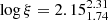 $ \log\xi=2.15_{1.74}^{2.31} $