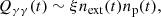 $$ \begin{aligned} Q_{\gamma \gamma }(t)&\sim \xi n_{\rm ext}(t) n_{\rm p}(t), \end{aligned} $$