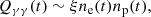 $$ \begin{aligned} Q_{\gamma \gamma }(t)&\sim \xi n_{\rm e}(t) n_{\rm p}(t), \end{aligned} $$