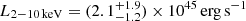 $ L_{2{-}10\,\mathrm{keV}} = (2.1^{+1.9}_{-1.2}) \times 10^{45}\,\mathrm{erg}\,\mathrm{s}^{-1} $