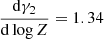 $ \frac{\mathrm{d}\gamma_2}{\mathrm{d}\log Z} = 1.34 $