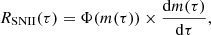 $$ \begin{aligned} R_{\mathrm{SNII} }(\tau ) = \Phi (m(\tau ))\times \dfrac{\mathrm{d}m(\tau )}{\mathrm{d}\tau } , \end{aligned} $$