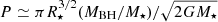 $ P\simeq\pi R_\star^{3/2}(M_{\mathrm{BH}}/M_\star)/\sqrt{2GM_\star} $