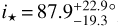 $$${i_*} = 87.9{_{ - 19.3}^{ + 22.9}^ \circ }$$$