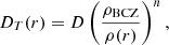 $$ \begin{aligned} D_{T}(r)=D\left(\frac{\rho _{\rm BCZ}}{\rho (r)}\right)^{n}, \end{aligned} $$