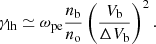 Mathematical equation: $$ \begin{aligned} \gamma _{\rm lh} \simeq \omega _{\rm pe} \frac{n_{\rm b}}{n_{\rm o}} \left(\frac{V_{\rm b}}{\Delta V_{\rm b}}\right)^2. \end{aligned} $$