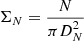 Mathematical equation: $ \Sigma_N=\frac{N}{\pi D^2_N} $