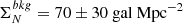 Mathematical equation: $ \Sigma^{bkg}_N=70\pm30 {\rm \ gal \ Mpc^{-2}} $
