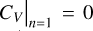 Mathematical equation: ${\left. {{C_V}} \right|_{n = 0}} = \sqrt { - 1} $
