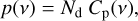 Mathematical equation: $p\left( v \right) = {N_{\rm{d}}}\,{C_{\rm{p}}}\left( v \right),$