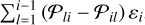 Mathematical equation: $\sum {{l = 1}^{i - 1}} \left( {{\mathcal{P}_{li}} - {\mathcal{P}_{il}}} \right){\varepsilon i}$