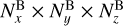 Mathematical equation: $N_x^{\rm{B}} \times N_y^{\rm{B}} \times N_z^{\rm{B}}$