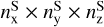 Mathematical equation: $n_{\rm{x}}^{\rm{S}} \times n_{\rm{y}}^{\rm{S}} \times n_{\rm{z}}^{\rm{S}}$