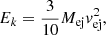 Mathematical equation: $$ \begin{aligned} {E}_{k} = \frac{3}{10}{M}_{\rm ej}{v}_{\rm ej}^{2}, \end{aligned} $$