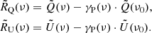 Mathematical equation: $$ \begin{aligned} \tilde{R}_{\rm Q}(\nu )&= \tilde{Q}(\nu )-\gamma _{\rm P}(\nu )\cdot \tilde{Q}(\nu _0), \\ \tilde{R}_{\rm U}(\nu )&= \tilde{U}(\nu )-\gamma _{\rm P}(\nu )\cdot \tilde{U}(\nu _0).\nonumber \end{aligned} $$