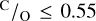 Mathematical equation: ${\raise0.7ex\hbox{${\rm{C}}$} \!\mathord{\left/ {\vphantom {{\rm{C}} {\rm{O}}}}\right.\kern-\nulldelimiterspace}\!\lower0.7ex\hbox{${\rm{O}}$}} \le 0.55$