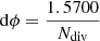 Mathematical equation: $ \mathrm{d}\phi = \frac{1.5700}{N_{\mathrm{div}}} $