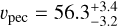 Mathematical equation: ${\upsilon _{{\rm{pec}}}} = 56.3_{ - 3.2}^{ + 3.4}$
