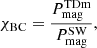 Mathematical equation: $$ \begin{aligned} \chi _{\rm BC} = \frac{P_{\rm mag}^\mathrm{TDm}}{P_{\rm mag}^\mathrm{SW}}, \end{aligned} $$