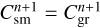 Mathematical equation: $C_{{\rm{sm}}}^{n + 1} = C_{{\rm{gr}}}^{n + 1}$