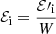 Mathematical equation: $$ \begin{aligned} \mathcal{E} _{\rm i}=\frac{\mathcal{E} \prime _{\rm i}}{W} \end{aligned} $$