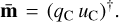 Mathematical equation: ${\bf{\bar m}} = {\left( {{q_{\rm{C}}}\,{u_{\rm{C}}}} \right)^\dag }.$