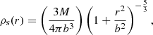 Mathematical equation: $$ \begin{aligned} \rho _{\rm s} (r) = \left(\frac{3 M}{4 \pi b^3}\right) \left(1 + \frac{r^2}{b^2}\right)^{-\frac{5}{3}}, \end{aligned} $$