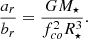 Mathematical equation: $$ \begin{aligned} \frac{a_r}{b_r} = \frac{G M_{\star }}{f_{co}^2 R_{\star }^3}. \end{aligned} $$