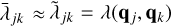 Mathematical equation: ${\bar \lambda _{jk}} \approx {\tilde \lambda _{jk}} = \lambda \left( {{{\bf{q}}_j},{{\bf{q}}_k}} \right)$