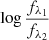 Mathematical equation: $ \log \frac{f_{\lambda _1}}{f_{\lambda _2}} $
