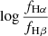 Mathematical equation: $ \log \frac{f_{\mathrm{H\alpha}}}{f_{\mathrm{H\beta}}} $