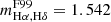 Mathematical equation: $ m^{\mathrm{F99}}_{\mathrm{H\alpha ,H\delta}} = 1.542 $