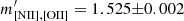 Mathematical equation: $ m^\prime_{\mathrm{[NII],[OII]}} = 1.525{\pm} 0.002 $