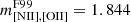 Mathematical equation: $ m^{\mathrm{F99}}_{\mathrm{[NII],[OII]}} = 1.844 $