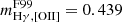 Mathematical equation: $ m^{\mathrm{F99}}_{\mathrm{H}\gamma ,[\mathrm{OII}]} = 0.439 $