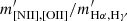 Mathematical equation: $ m^\prime_{\mathrm{[NII],[OII]}}/m^\prime_{\mathrm{H\alpha,H\gamma}} $
