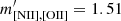 Mathematical equation: $ m^\prime_{\mathrm{[NII],[OII]}} = 1.51 $