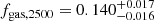 Mathematical equation: $ f_{\mathrm{gas,2500}}=0.140_{-0.016}^{+0.017} $