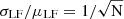 Mathematical equation: $ \sigma_{\mathrm{LF}} / \mu_{\mathrm{LF}} = 1 / \sqrt\mathrm{N} $