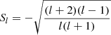 Mathematical equation: $ S_l = - \sqrt{\frac{(l+2)(l-1)}{l(l+1)}} $