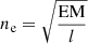 Mathematical equation: $ n_{\mathrm{e}}=\sqrt{\frac{\mathrm{EM}}{l}} $