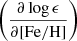 Mathematical equation: $ \left(\frac{\partial \log\epsilon}{\partial \mathrm{[Fe/H]}}\right) $