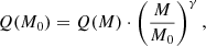 Mathematical equation: $$ \begin{aligned} Q(M_0)=Q(M)\cdot \left(M\over M_0\right)^\gamma , \end{aligned} $$