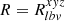 Mathematical equation: $ R=R^{xyz}_{lbv} $
