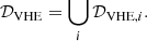 Mathematical equation: $$ \begin{aligned} \mathcal{D} _{\rm VHE} = \bigcup _{i} \mathcal{D} _{\mathrm{VHE},i}. \end{aligned} $$