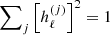 Mathematical equation: $ \sum\nolimits_{j}\left [ h_{\ell}^{\left ( j \right )} \right ]^{2} = 1 $