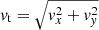 Mathematical equation: $ {v}_{\mathrm{t}} = \sqrt{{v}_x^2 + {v}_{\mathit{y}}^2} $