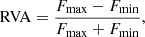 Mathematical equation: $$ \begin{aligned} \mathrm{RVA} = \frac{F_{\rm max} - F_{\rm min}}{F_{\rm max} + F_{\rm min}}, \end{aligned} $$