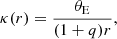 Mathematical equation: $$ \begin{aligned} \kappa (r) = \frac{\theta _{\rm E}}{(1+q)r}, \end{aligned} $$